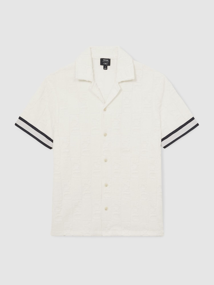 Reiss White Kala Reiss | Ché Towelling Monogram Shirt - Image 2 of 6