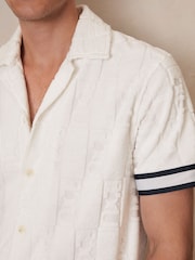 Reiss White Kala Reiss | Ché Towelling Monogram Shirt - Image 4 of 6