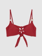 Reiss Dark Red Nara Cut-Out Detail Bikini Top - Image 4 of 5