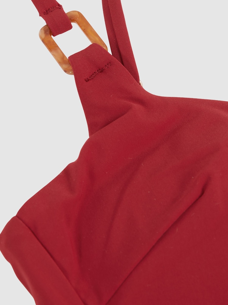 Reiss Dark Red Nara Cut-Out Detail Bikini Top - Image 5 of 5