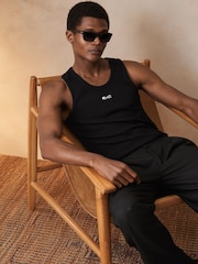Reiss Black Longa Reiss | Ché Logo-Embroidered Vest - Image 1 of 6