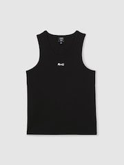 Reiss Black Longa Reiss | Ché Logo-Embroidered Vest - Image 2 of 6