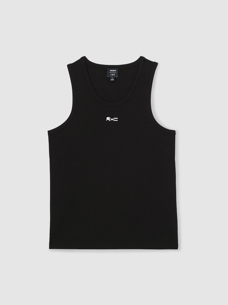 Reiss Black Longa Reiss | Ché Logo-Embroidered Vest - Image 2 of 6