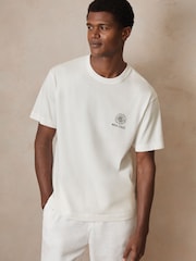 Reiss White Artola Reiss | Ché Cotton Palm-Tree T-Shirt - Image 1 of 6