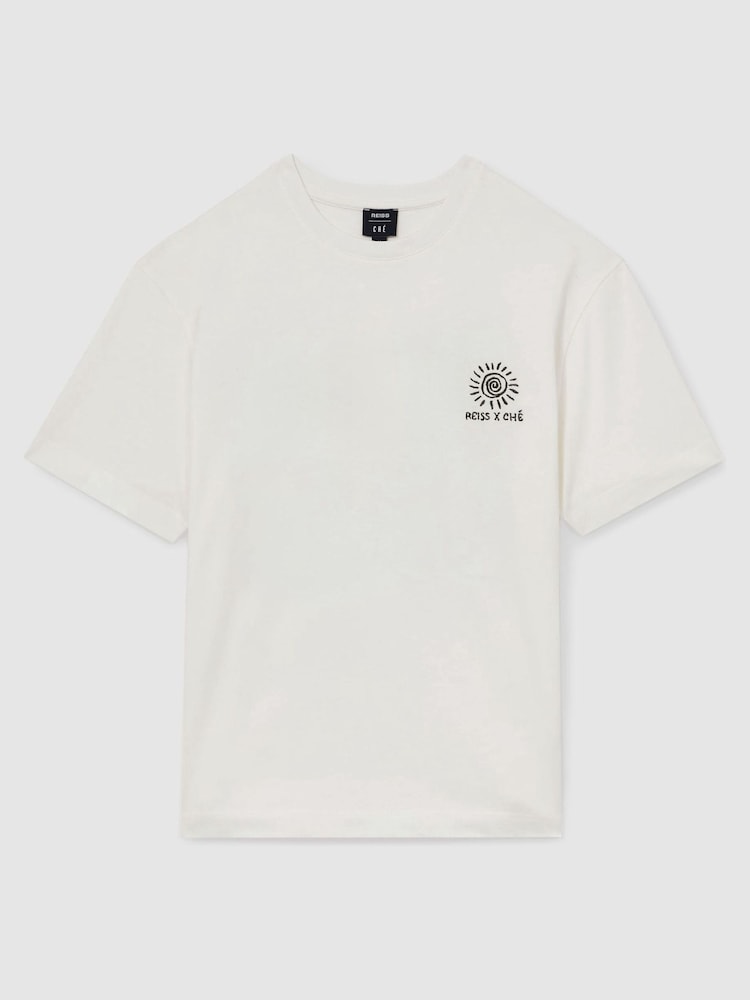 Reiss White Artola Reiss | Ché Cotton Palm-Tree T-Shirt - Image 2 of 6