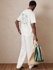Reiss White Artola Reiss | Ché Cotton Palm-Tree T-Shirt - Image 5 of 6