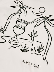 Reiss White Artola Reiss | Ché Cotton Palm-Tree T-Shirt - Image 6 of 6