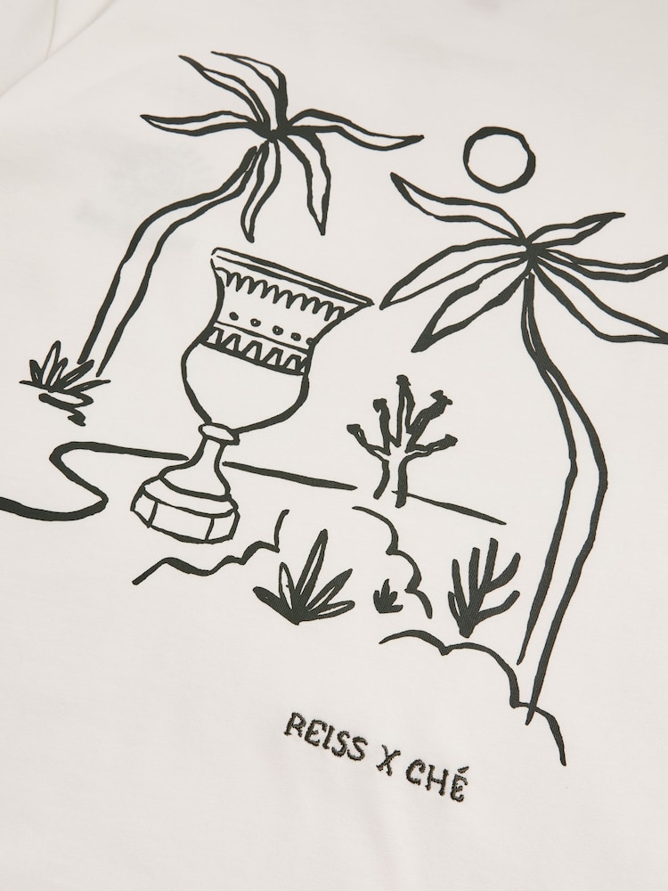 Reiss White Artola Reiss | Ché Cotton Palm-Tree T-Shirt - Image 6 of 6 Reiss White Artola Reiss | Ché Cotton Palm-Tree T-Shirt - Image 6 of 6
