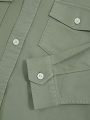 Reiss Sage Green Malaki Cotton Twill Twin Pocket Overshirt With Stretch - Image 6 of 6