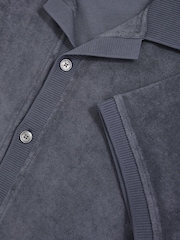 Reiss Airforce Blue Eden Cotton Blend Towelling Shirt - Image 6 of 6