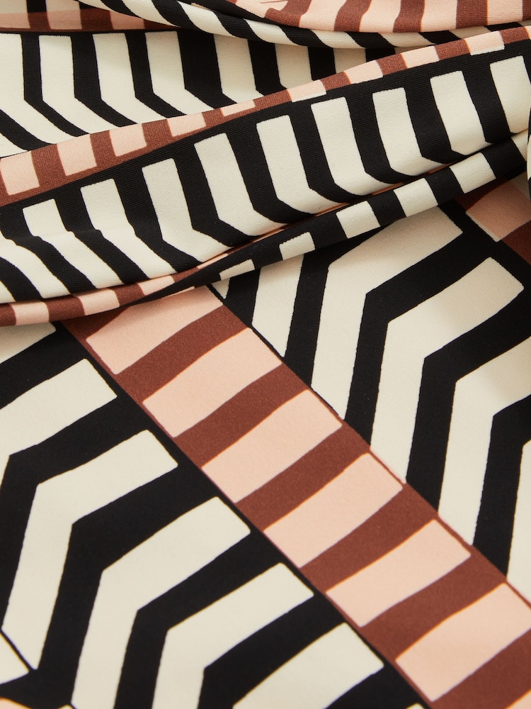 Reiss Black/Brown Abi Chevron Stripe Plunge Swimsuit - Image 6 of 6