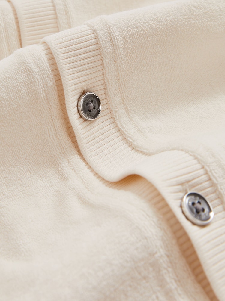 Reiss White Eden Cotton Blend Towelling Shirt - Image 6 of 6