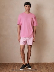 Reiss Pink Brava Reiss | Ché Cotton-Linen Sunset T-Shirt - Image 3 of 6