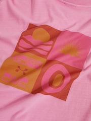 Reiss Pink Brava Reiss | Ché Cotton-Linen Sunset T-Shirt - Image 6 of 6