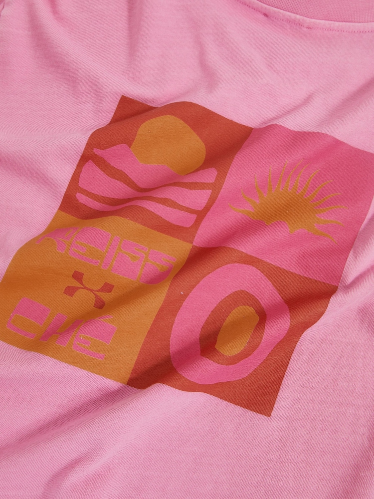Reiss Pink Brava Reiss | Ché Cotton-Linen Sunset T-Shirt - Image 6 of 6