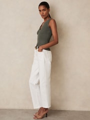 Зеленый хаки - Reiss Lanette Craft Stitch Rib Knit Vest - Image 1 of 5