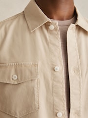 Reiss Stone Malaki Cotton Twill Twin Pocket Overshirt With Stretch - Image 4 of 7