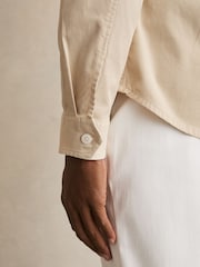 Reiss Stone Malaki Cotton Twill Twin Pocket Overshirt With Stretch - Image 5 of 7