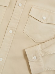 Reiss Stone Malaki Cotton Twill Twin Pocket Overshirt With Stretch - Image 7 of 7