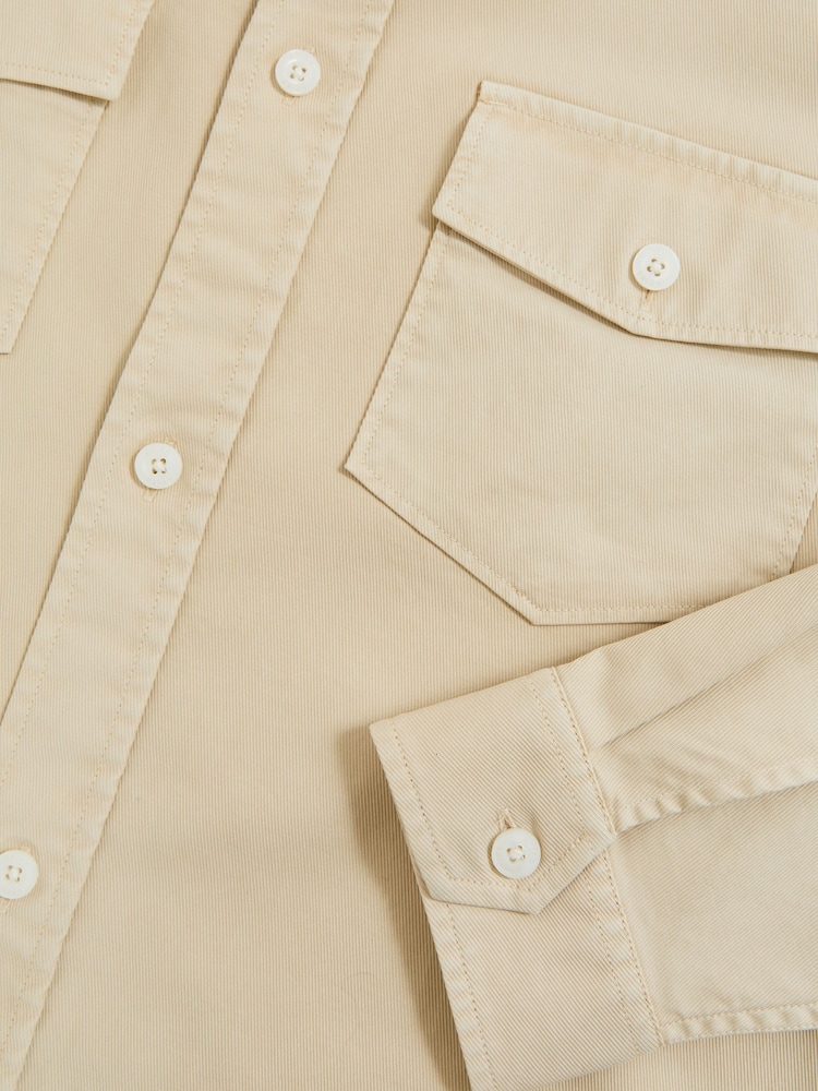 Reiss Stone Malaki Cotton Twill Twin Pocket Overshirt With Stretch - Image 7 of 7