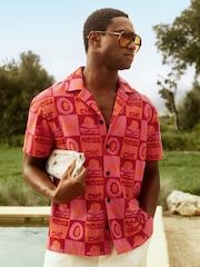 Reiss Pink Saura Reiss | Ché Sunset Towelling Shirt - Image 1 of 8