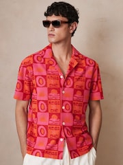 Reiss Pink Saura Reiss | Ché Sunset Towelling Shirt - Image 3 of 8