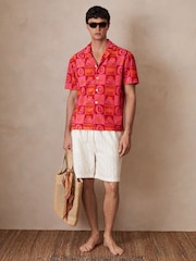 Reiss Pink Saura Reiss | Ché Sunset Towelling Shirt - Image 4 of 8