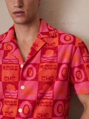 Reiss Pink Saura Reiss | Ché Sunset Towelling Shirt - Image 5 of 8