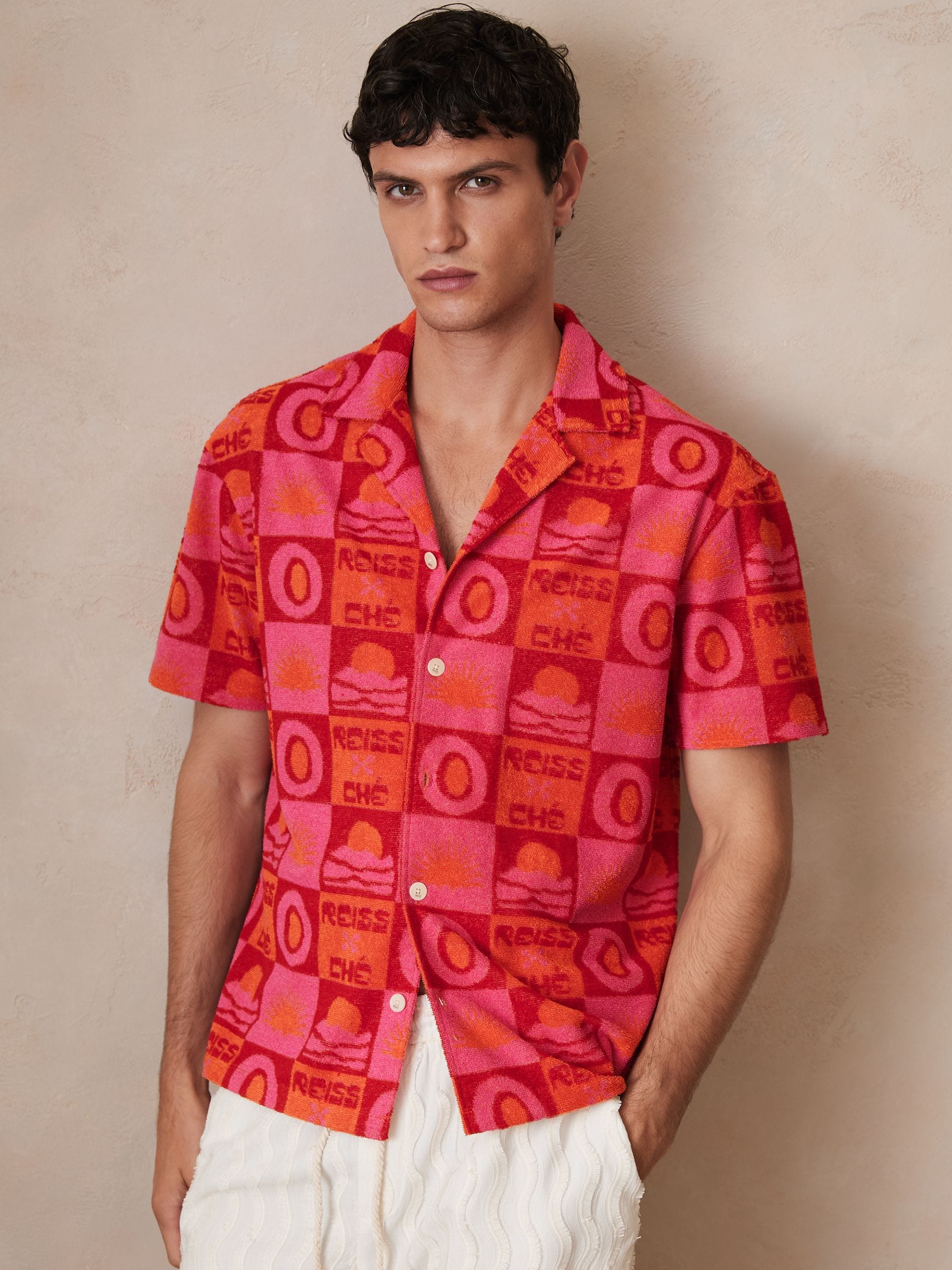 Buy Reiss Pink Saura Reiss | Ché Sunset Towelling Shirt from Next USA
