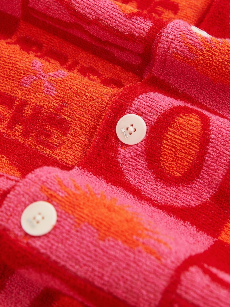 Reiss Pink Saura Reiss | Ché Sunset Towelling Shirt - Image 8 of 8