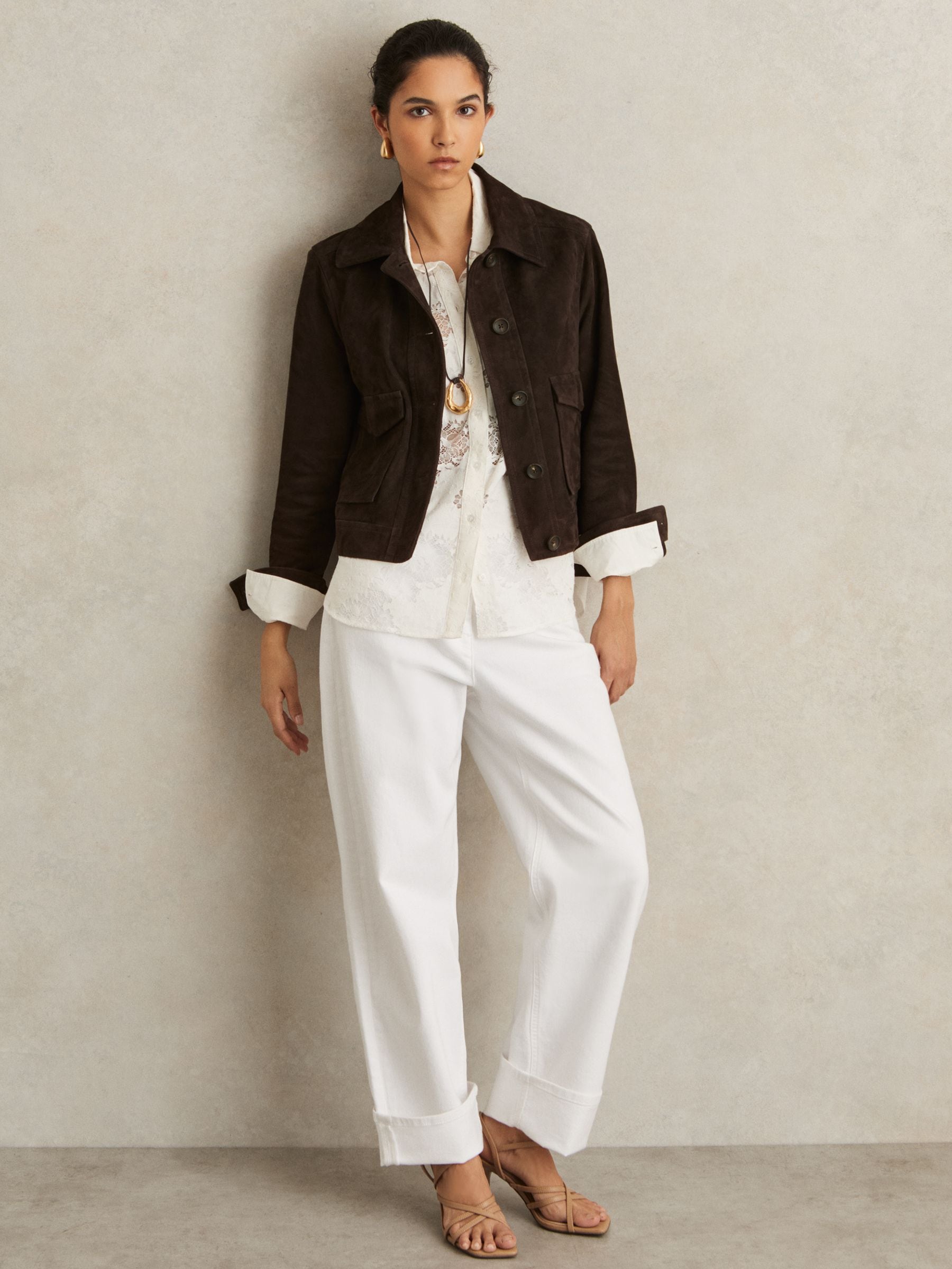 【海外限定】REISSスエードジャケット☆Hanson Pure Suede Jacke Buy Reiss Chocolate Brown Hanson Suede Trucker Jacket from