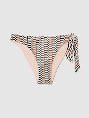 Reiss Black/Brown Charlie Chevron-Stripe Bikini Bottoms - Image 2 of 5