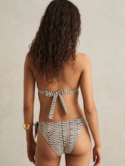 Reiss Black/Brown Charlie Chevron-Stripe Bikini Bottoms - Image 4 of 5