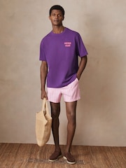 Reiss Purple Roda Reiss | Ché Cotton Palm-Print T-Shirt - Image 1 of 6