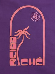 Reiss Purple Roda Reiss | Ché Cotton Palm-Print T-Shirt - Image 6 of 6