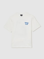 Reiss White Roda Reiss | Ché Cotton Palm-Print T-Shirt - Image 2 of 6