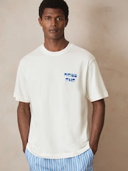 Reiss White Roda Reiss | Ché Cotton Palm-Print T-Shirt - Image 3 of 6