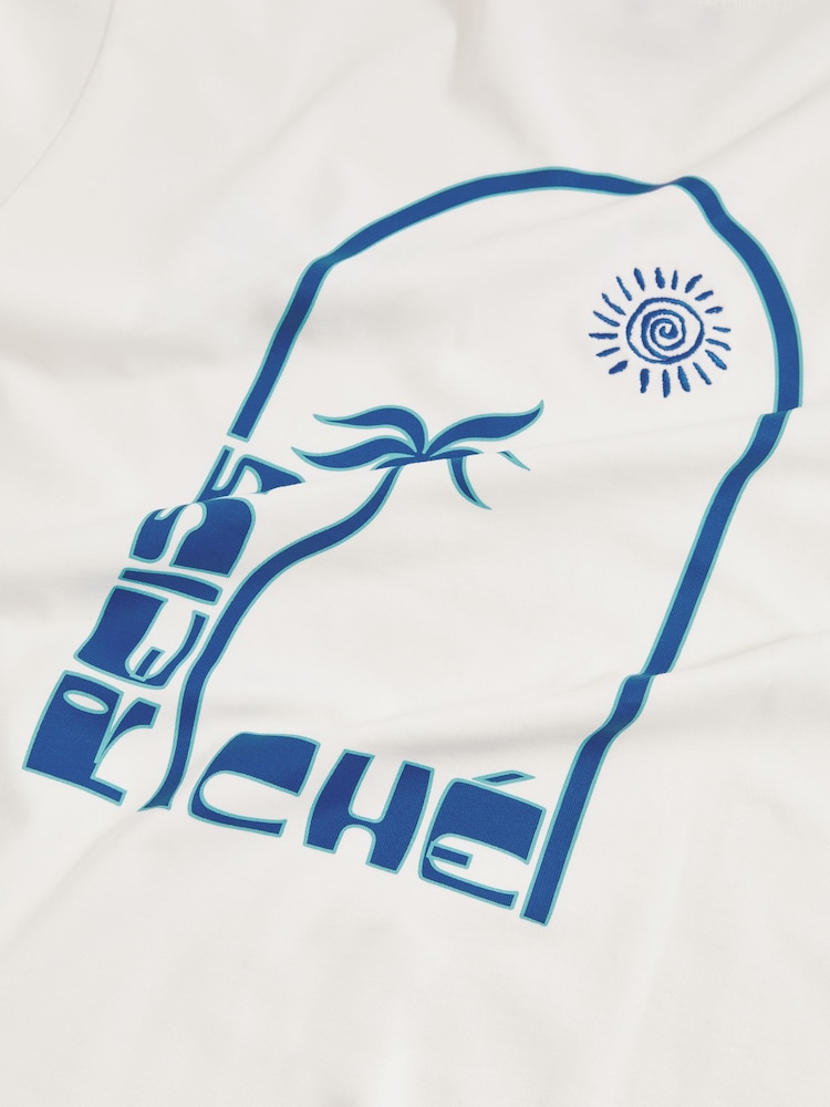 Reiss White Roda Reiss | Ché Cotton Palm-Print T-Shirt - Image 5 of 5