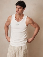 Reiss White Longa Reiss | Ché Logo-Embroidered Vest - Image 1 of 7