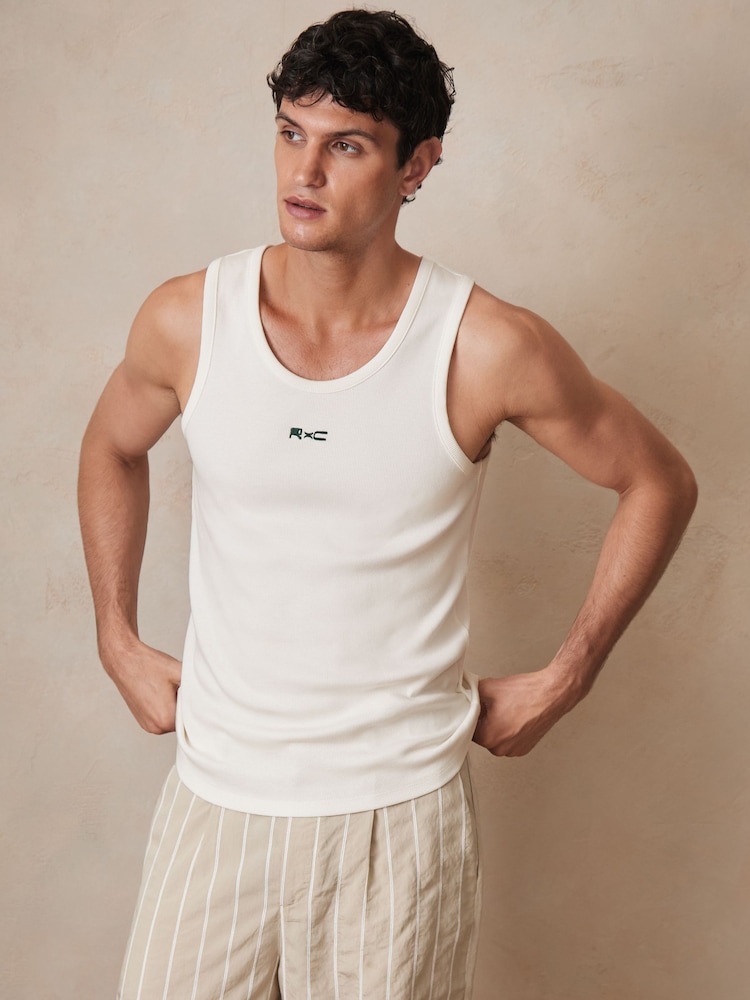 Reiss White Longa Reiss | Ché Logo-Embroidered Vest - Image 1 of 7