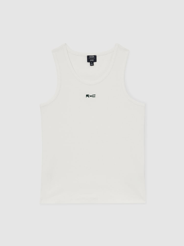 Reiss White Longa Reiss | Ché Logo-Embroidered Vest - Image 2 of 7