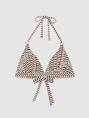 Reiss Black/Brown Charlie Chevron-Stripe Triangle Bikini Top - Image 2 of 5