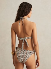 Reiss Black/Brown Charlie Chevron-Stripe Triangle Bikini Top - Image 4 of 5