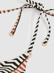 Reiss Black/Brown Charlie Chevron-Stripe Triangle Bikini Top - Image 5 of 5