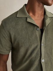 Reiss Green Eden Cotton Blend Towelling Shirt - Image 3 of 5
