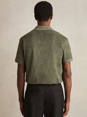 Reiss Green Eden Cotton Blend Towelling Shirt - Image 4 of 5