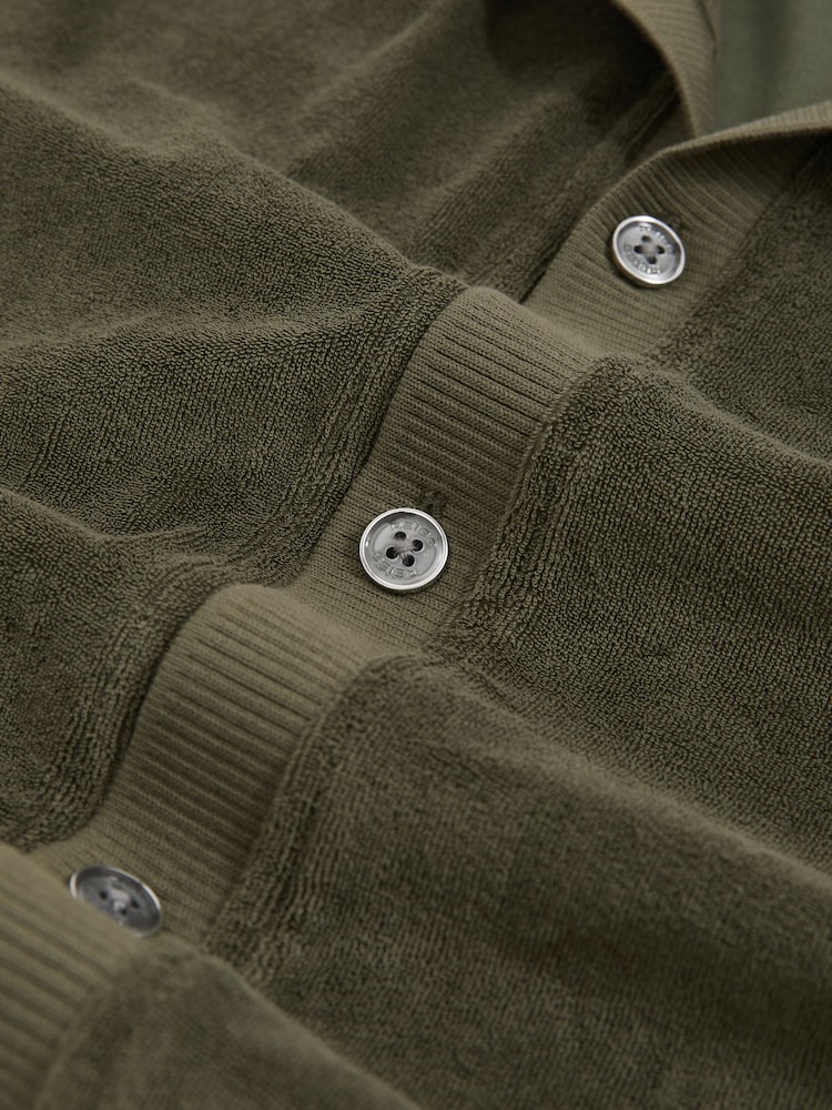 Reiss Green Eden Cotton Blend Towelling Shirt - Image 5 of 5