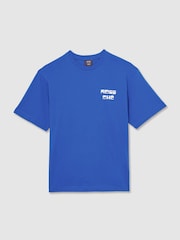 Reiss Blue Roda Reiss | Ché Cotton Palm-Print T-Shirt - Image 2 of 5