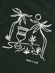 Reiss Green Artola Reiss | Ché Cotton Palm-Tree T-Shirt - Image 6 of 6