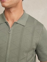 Reiss Sage Tay Pointelle-Knit Zip-Through Shirt - Image 3 of 5